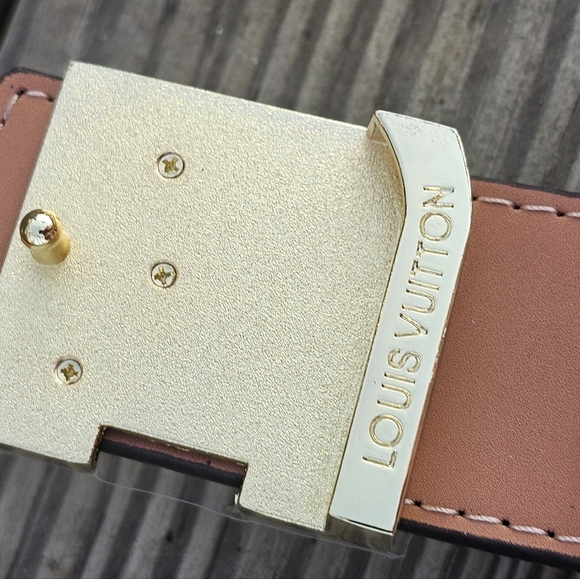 Fashion Leather Monogram Belt w/Buckle - Picture 2 of 5